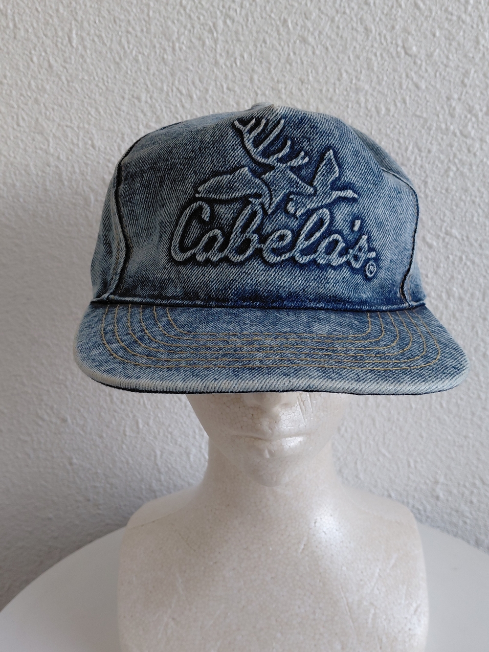 Vtg 1990s Cableas denim jean acid wash outdoor deer hat one Size Plus